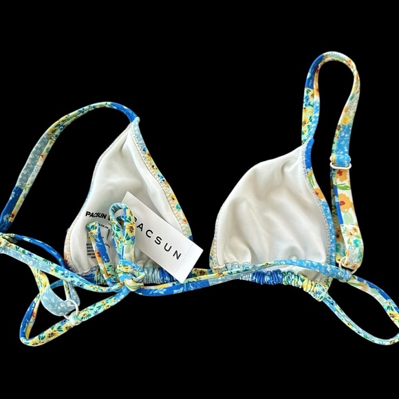 NWT Pacsun Eco size Small Blue Floral Erica Triangle Bikini Top Swimsuit New - Picture 3 of 8